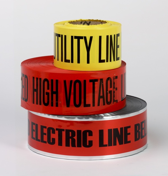 84164 6" X 1000 FOOT (5 MIL) RED DETECTACTABLE BURIAL TAPE - CAUTION BURIED HIGH VOLTAGE LINE BELOW